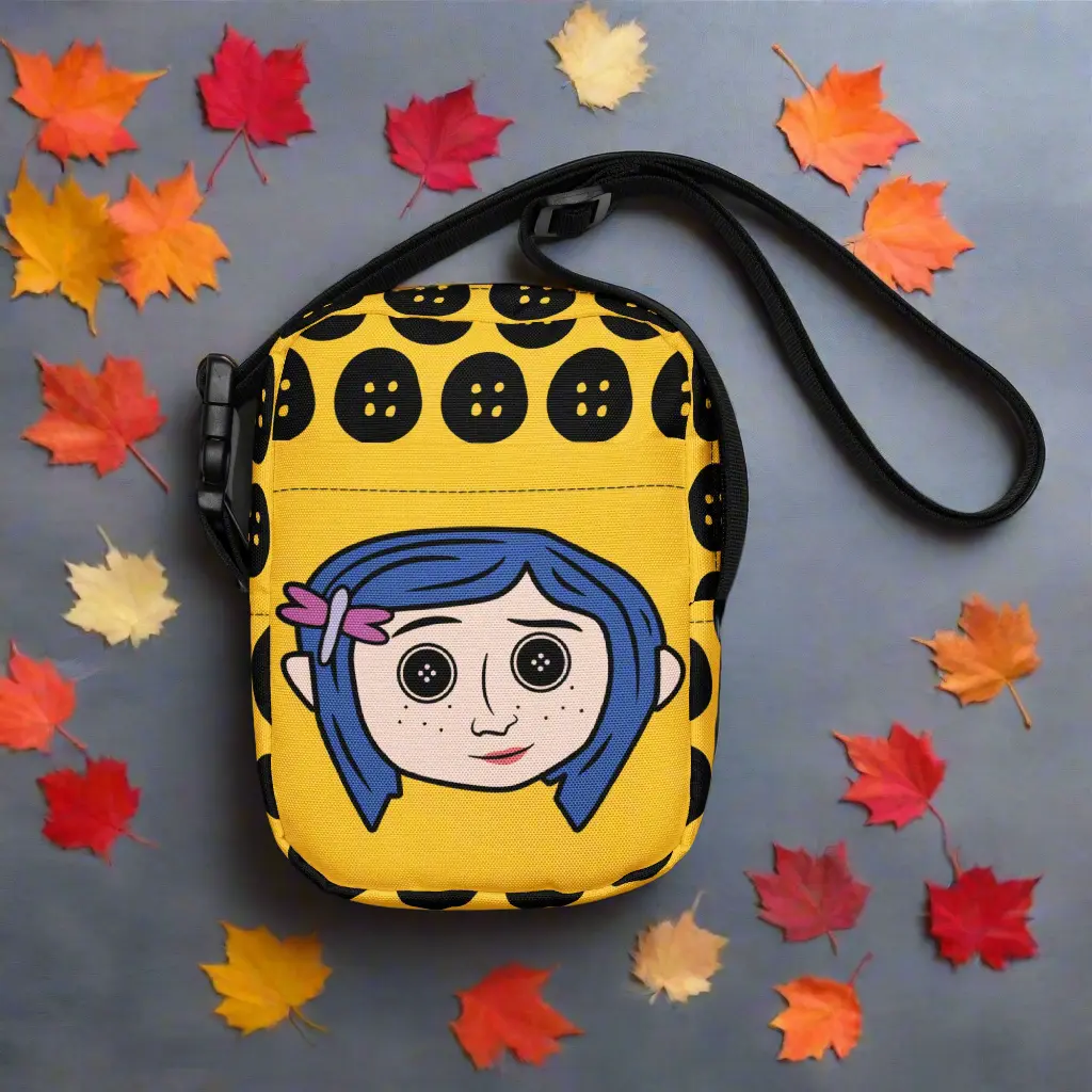 Women's Coraline Button Eyes Crossbody Bag - Fashionable Bags, Recycled Nylon, Zipper Closure, Adjustable Strap, Functional for Daily Use