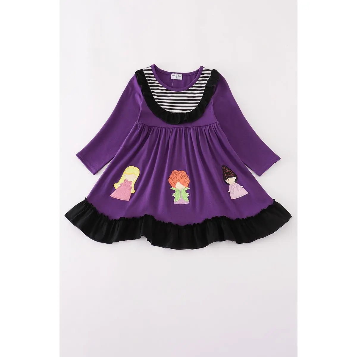 Purple halloween witch applique dress