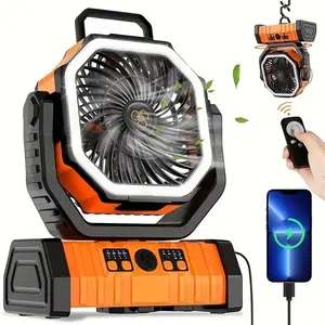 20000mAh Portable Fan, Rechargeable Battery Shaker Fan, With Remote Control, Camping Fan With LED Light, Outdoor Portable Multi-Function Fan