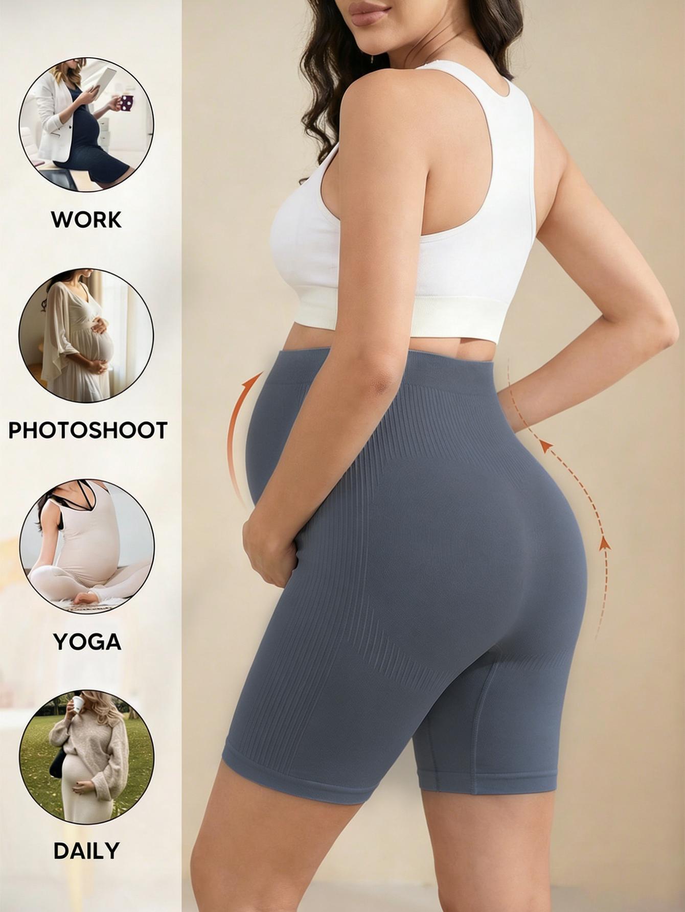 HIJESSE Women's Pregnancy Seamless High-Waist Shorts, Soft Belly Support Panel, Tummy Control & Butt-Lifting Design, Ideal For Daily Wear, Prenatal Yoga, Work & Maternity Photoshoots, Spring & Summer