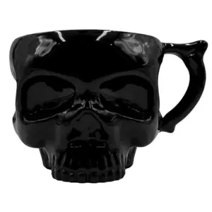 Anatomical Skull Mug Gothic Ceramic Gruesome Gloss Black 24 Oz