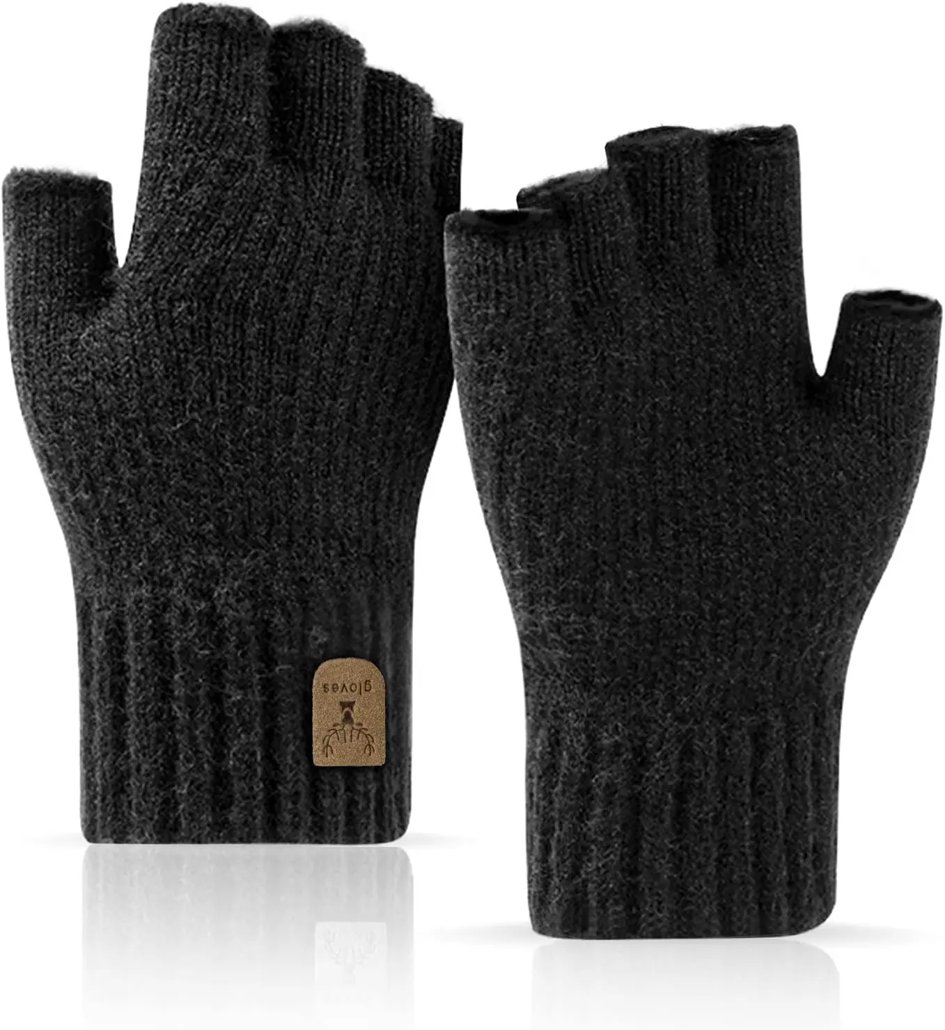 Fingerless Gloves Half Finger Winter Warm Knitted Gloves Working Running Biking Driving for Men and Women