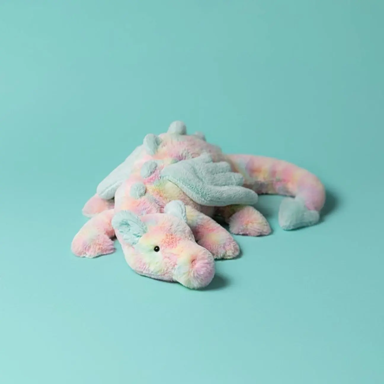 Jellycat Lazulia Dragon Plush Toy – Soft Pastel Rainbow Dragon Stuffed Animal with Blue Wings, Adorable Collectible Gift
