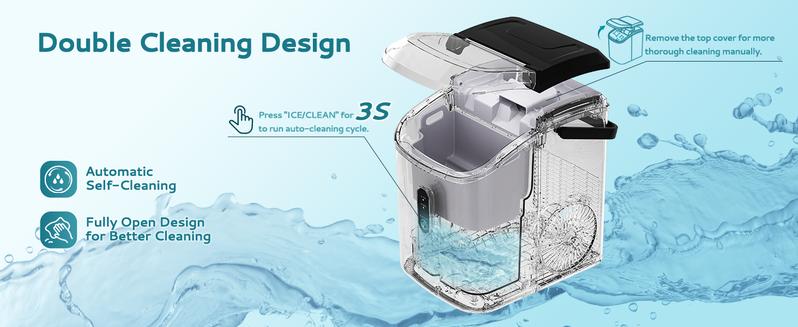 EUHOMY Nugget Ice Maker Countertop with Handle, Ready in 6 Mins, 33lbs/24H, Removable Top Cover, Auto-Cleaning, Portable Pebble Ice Maker with Basket and Scoop, for Home/Kitchen/Party/Camping EUHOMY Nugget Ice Maker Countertop with Handle, Ready in 6 Mins, 33lbs/24H, Removable Top Cover, Auto-Cleaning, Portable Pebble Ice Maker with Basket and Scoop, for Home/Kitchen/Party/Camping