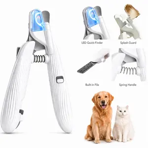 Pet Nail Clipper with LED Blood Line Light, Splash Guard & Built-in File — Safe Trimming for Dogs & Cats, No More Cutting the Quick, Small Medium Large Pets