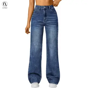 AUTOMET Women's High-Waisted Glitter Flare Jeans - Minimalist Casual Clothes with Pocket, All-Season Streetwear Denim