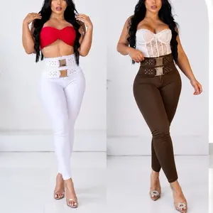 Colombian Suplex High Waist Leggings with Double Buckle Belt – Premium Stretch Shapewear Fit – One Size Fits S/M/L