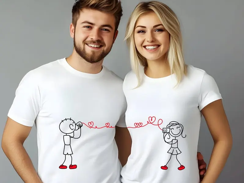 Matching Couple Valentine’s Day T-Shirt And Shirt Set, Him And Her Couple Shirts, Romantic Love Outfit For Couples, Cute Relationship Gift For Boyfriend Girlfriend, Husband And Wife
