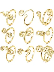 9 Pcs Adjustable Toe Rings for Women Open African Toe Rings Summer Beach Foot Jewelry
