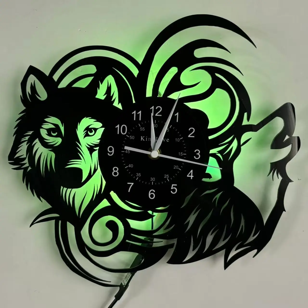 Wolf & Night Forest LED Lighted Wall Clock, Decorative Silent Modern Design, Large Dial, Perfect for Home Decor, Ideal Gift for Birthdays & Holidays, Glow in the Dark, Decoration Items