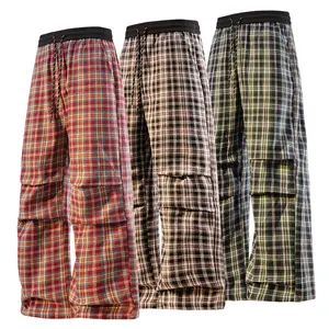 Colorblock classic stylish Y2K sweatpants casual Unisex Plaid Patchwork Sweatpants cool print men Straight Leg athleisure outfit pants