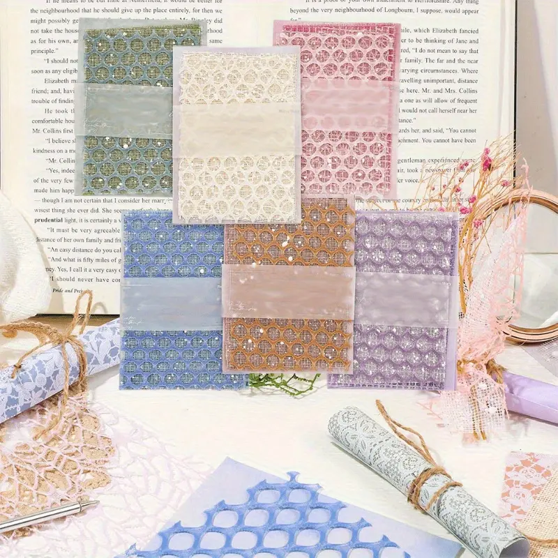 Scrapbook Crafting Kit - 90 Sheets 5.1x7 Inch Assorted Paper (6-Pack Special Mix) & Decorative Mesh Fabric for Planner, Bullet Junk Journal, Mixed Media Collage Card Embellishments