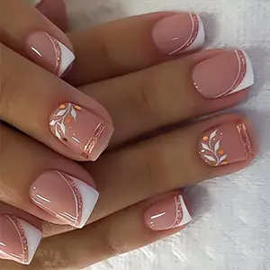 French Minimalist Almond Shape Press on Nails, French Tip Nails, Short Square Faux Nails for Effortless Nail Art, Ready to Wear Easy Application
