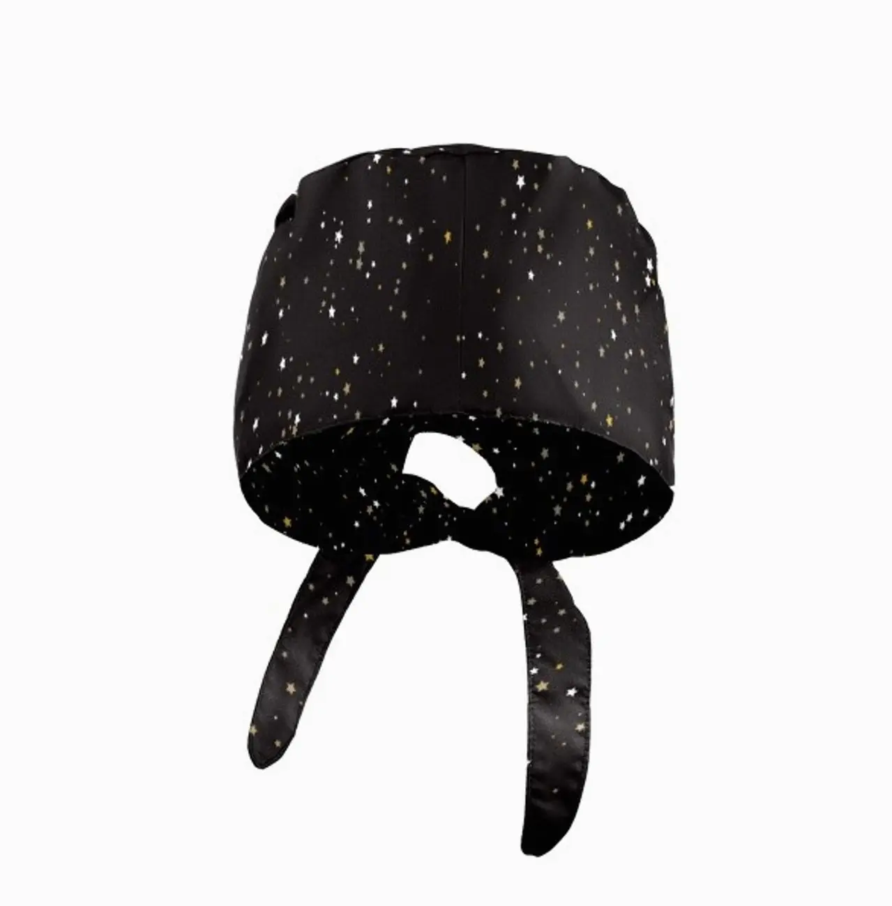 Unisex Scrub Cap with Sweatband Adjustable Tie Back Hat for Nurses and Professionals Black Star Pattern
