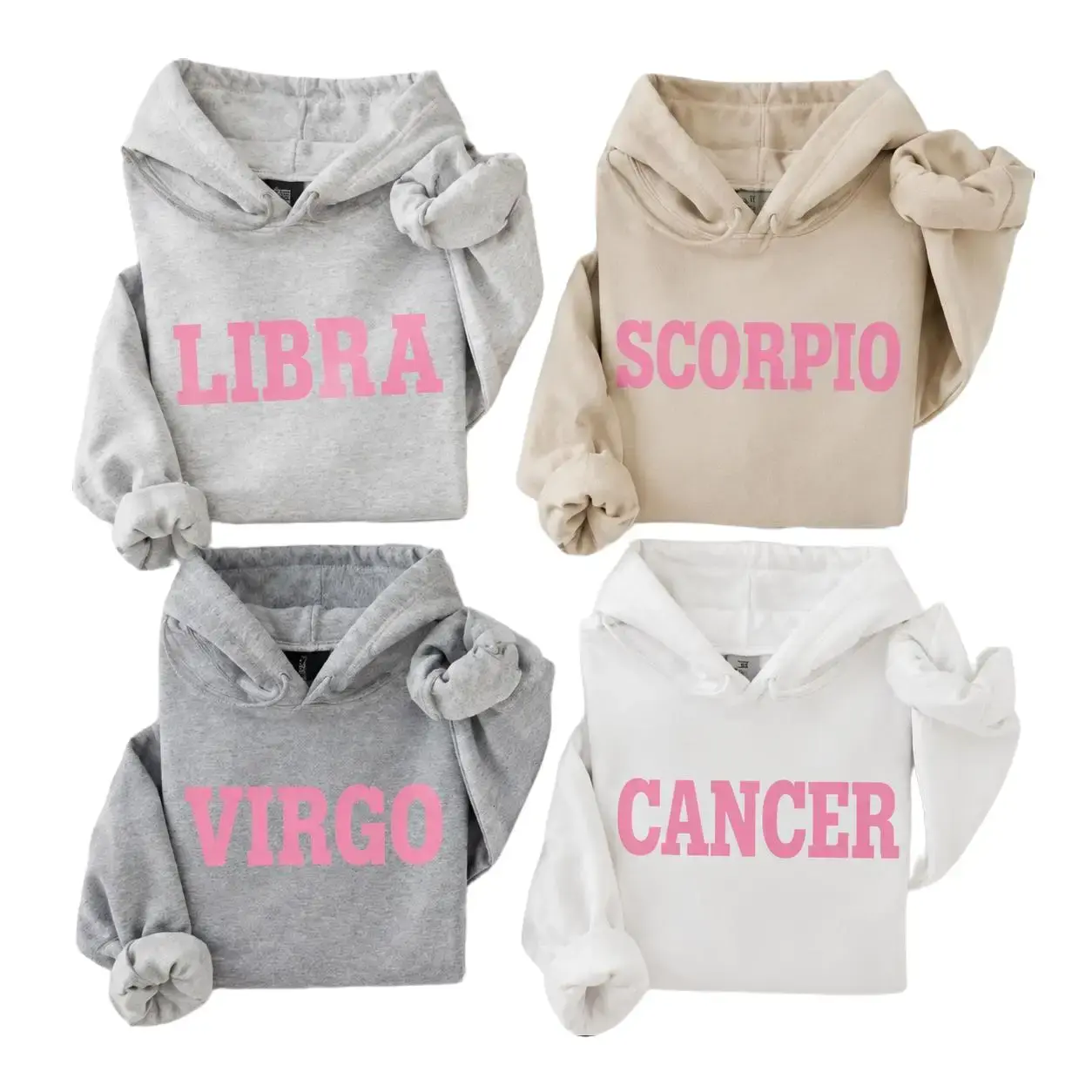 12 Zodiac Hoodie Collection, Pink Zodiac Hoodie, Astrology Horoscope Hoodie, Unisex Star Sign Sweatshirt, Celestial Graphic Pullover, Libra Scorpio Virgo Cancer Hoodie, Birthday Gift for Her, Cozy Astrology Hoodie - DarkFlex