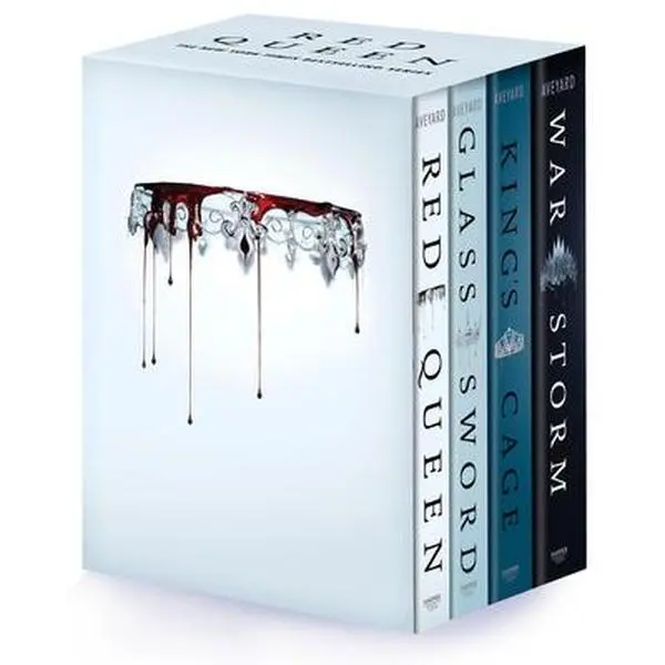 Red Queen 4-Book Paperback Box Set - Red Queen, Glass Sword, King's Cage, War Storm by Victoria Aveyard, 3.4 lbs, 8.2" h x 5.4" l x 5.2" w, Perfect Gift for Fans, Children's Literature & Art Book Series
