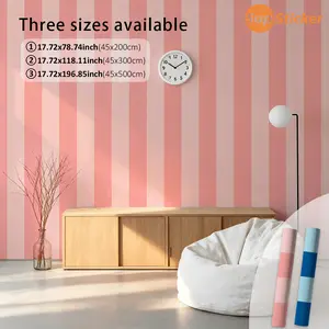 Pink and Light Pink Vertical Striped Pattern, Fresh Minimalist Style, Decorative Wallpaper (Vinyl Material) Self-Adhesive Peel and Stick DIY Home Decor Sticker, Bedroom Wall Wardrobe Drawer Furniture Renovation Space Transformation Multi-Scene Application