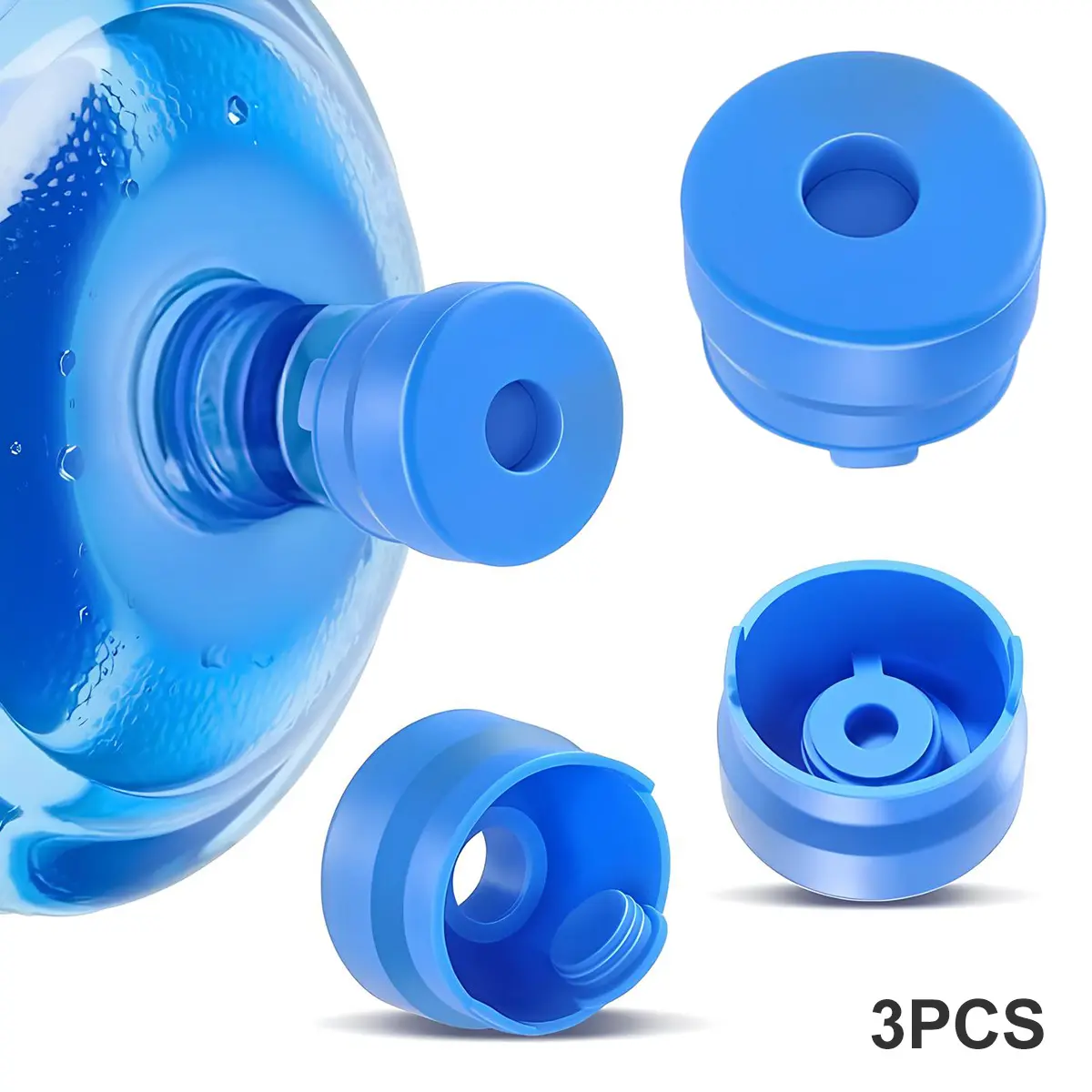 3Pack 3 & 5 Silicone Gallon Water Jug Cap,Upgrade Reusable Replacement Cap,Non Spill Bottle Caps for 55mm Bottle Water Dispenser Caps,Drinkware Accessories for Home Office Dormitory,Drink Protector
