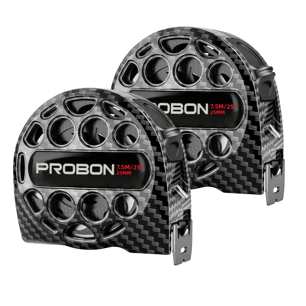 PROBON Black 25ft (7.5m) Stainless Steel Tape Measure, Waterproof Auto-Lock Retractable Durable Measuring Tool for Construction Projects, DIY Tasks, Construction Tools campingessentials
