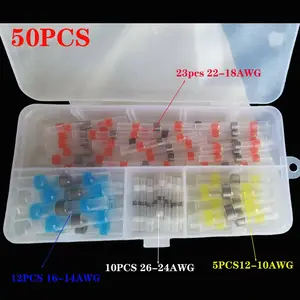 50/100pcs Mixed Quick Wire Connectors, Waterproof Heat Shrink Solder Sleeve, RoHS Durable Electrical Terminal Set for Boats, Vehicles, Motorcycles ，Welding Sealed Cables and Conduit Sleeves -Safe and Reliable Wire Connections