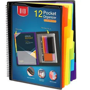 12 Pocket Poly Project Organizer Spiral Multi Pocket Folder Organizer Multi-Subject Folder Notebook Letter Size