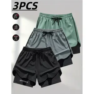 3-Pack Assorted Colors Multifunctional Pocket Design Casual Athletic Shorts