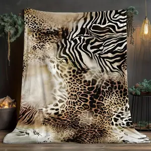 Leopard Zebra Print Flannel Throw Blanket,  Soft Fleece Blanket for Couch Office, All Season Outdoor Camping Picnic Travel Gift summerwins
