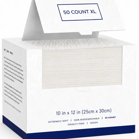 Disposable Soft Cloth Washcloths, 50pcs Boxed Portable Water-Absorbent Skin Friendly Unscented Breathable Multipurpose Bathing Accessory for Home/Bathroom & Outdoor Travel