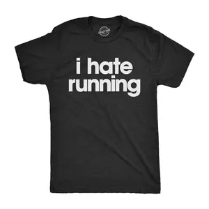 Mens I Hate Running T Shirt Funny Sarcastic Marathon Runner Fitness Workout Tee for Guys Mens Funny T Shirts Cool Vintage Fashion T-Shirt Gift Classic Menswear Sarcastic Apparel for Men Funny Fitness Short Black