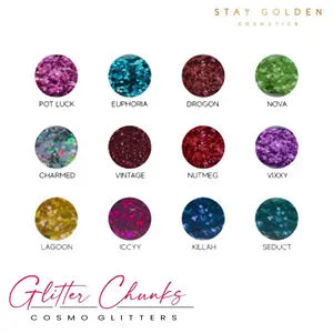 Stay Golden Cosmetics | Glitter Chunks | Loose Glitter for Face | Eyeshadow Glitter and Lip Glitter | Glimmer, Shine and Glitter for the Face | Chunky Makeup Vintage