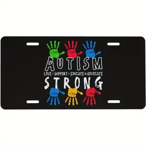 Autism Awareness Thickened Front License Plate, Decorative Metal License Plate, Creative Car Number Plate, Size 6inch X 12inch