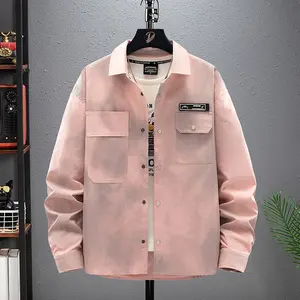 Tall Men's Shirt Jacket, Autumn Winter New Long Sleeve Lapel Workwear Coat, Plus Size Casual Versatile Breathable