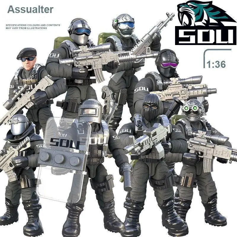 WW2 Army Military-SWAT Special Force Buildable Figure Model Bricks, 1-Piece Boys' Military Soldiers Play Toy Gift (Random Selection Included)