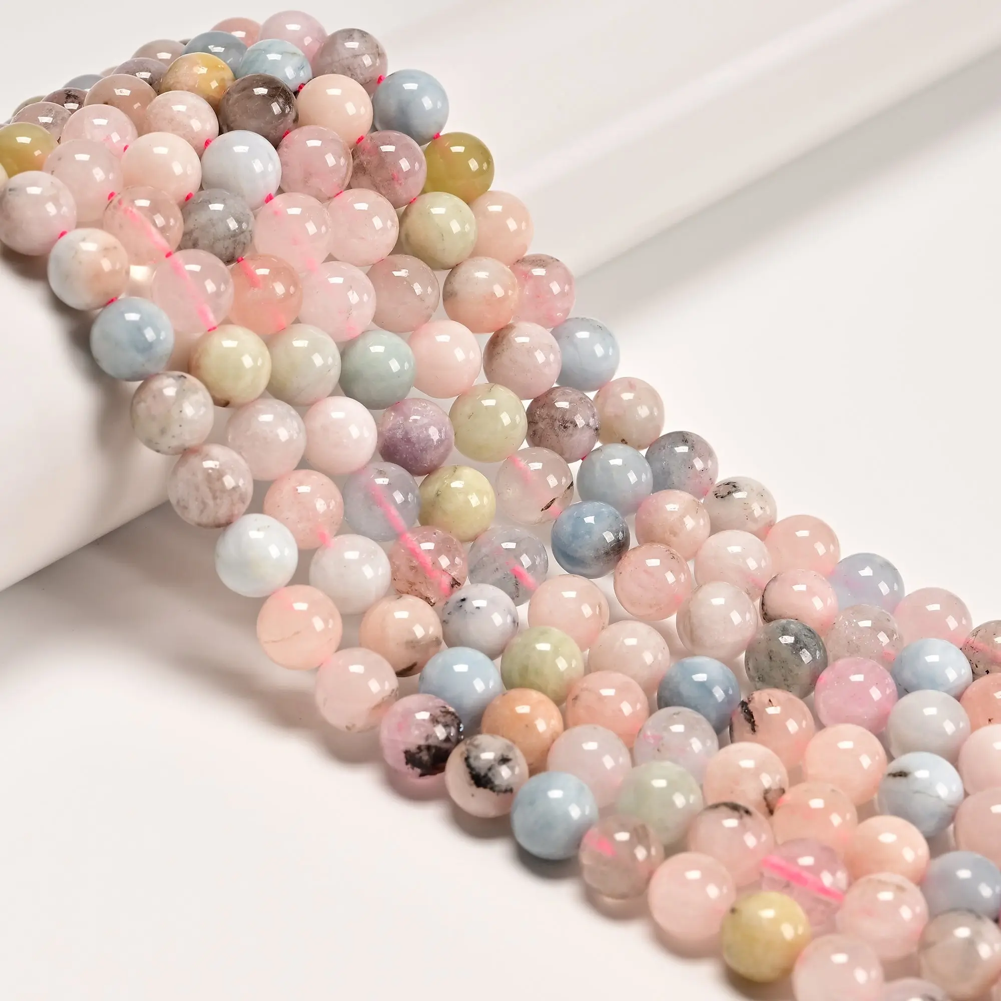 01 Natural Morganite Smooth Round Beads Size 6mm 8mm 9mm 15.5" Strand