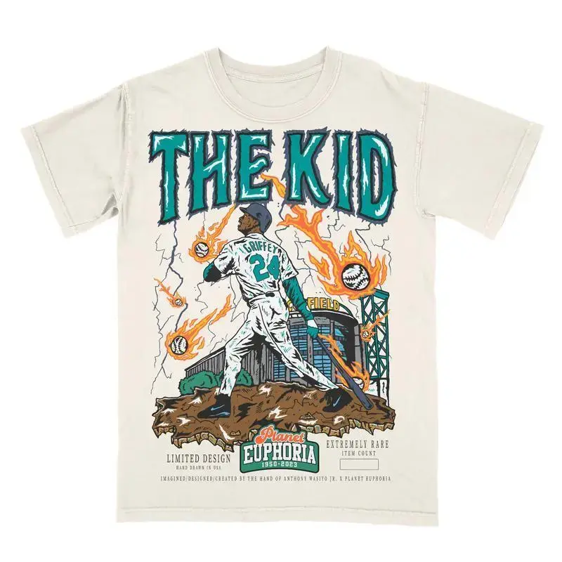 Planet Euphoria The Kid Ken Griffey Seattle Classic Edition 100% Cotton Summer T-Shirt for Men & Women Casual Loose Fit