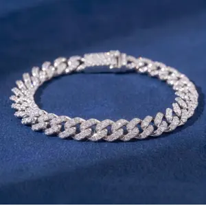 Micro Diamond Cuban Bracelet Silver 5A+ Zirconia 6mm Tennis Chain 7 Inch Iced Out Bling Jewelry for Men Waterproof Women Tarnish Resistant Hip Hop Streetwear