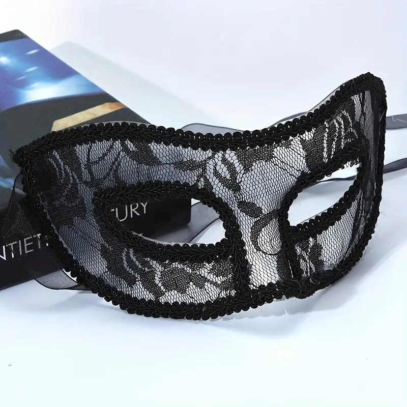 Elegant Lace Half-Face Translucent Venetian Mask, Sexy Masquerade Prop & Party Accessory, Suitable for Halloween, Stage Performances, Accessories