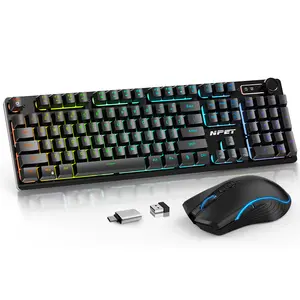 NPET Wireless Gaming Keyboard & Mouse Set for PC Gamers Anti-Ghosting Mechanical Keyboard 3200 Mouse RGB Lighting Long-Lasting Battery 3000mAh Rechargeable 2.4GHz Connectivity