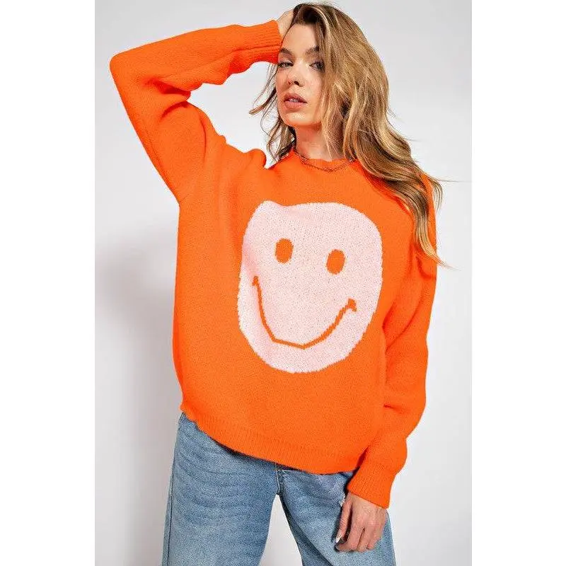Smiley Face Loose Fit Sweater [2 Color Options]