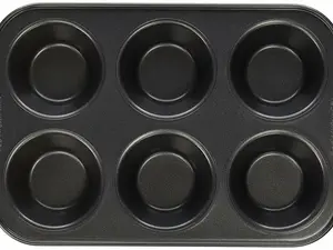 6-Cup Non-Stick Black Muffin Pan, Kitchen Bakeware Baking Tin & Mold