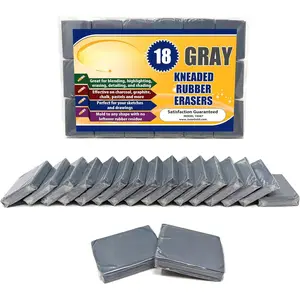 Kneaded Rubber Erasers, Gray, 18 Pack - Blend, Shade, Smooth, Correct, and Brighten Your Sketches and Drawings