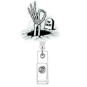 Retractable Badge Reel, Badge Reels Retractable, 1 Count/20pcs Acrylic ID Holder with Clip for Nurses, Doctors, Students & Office Staff, Identification Badges & Supplies