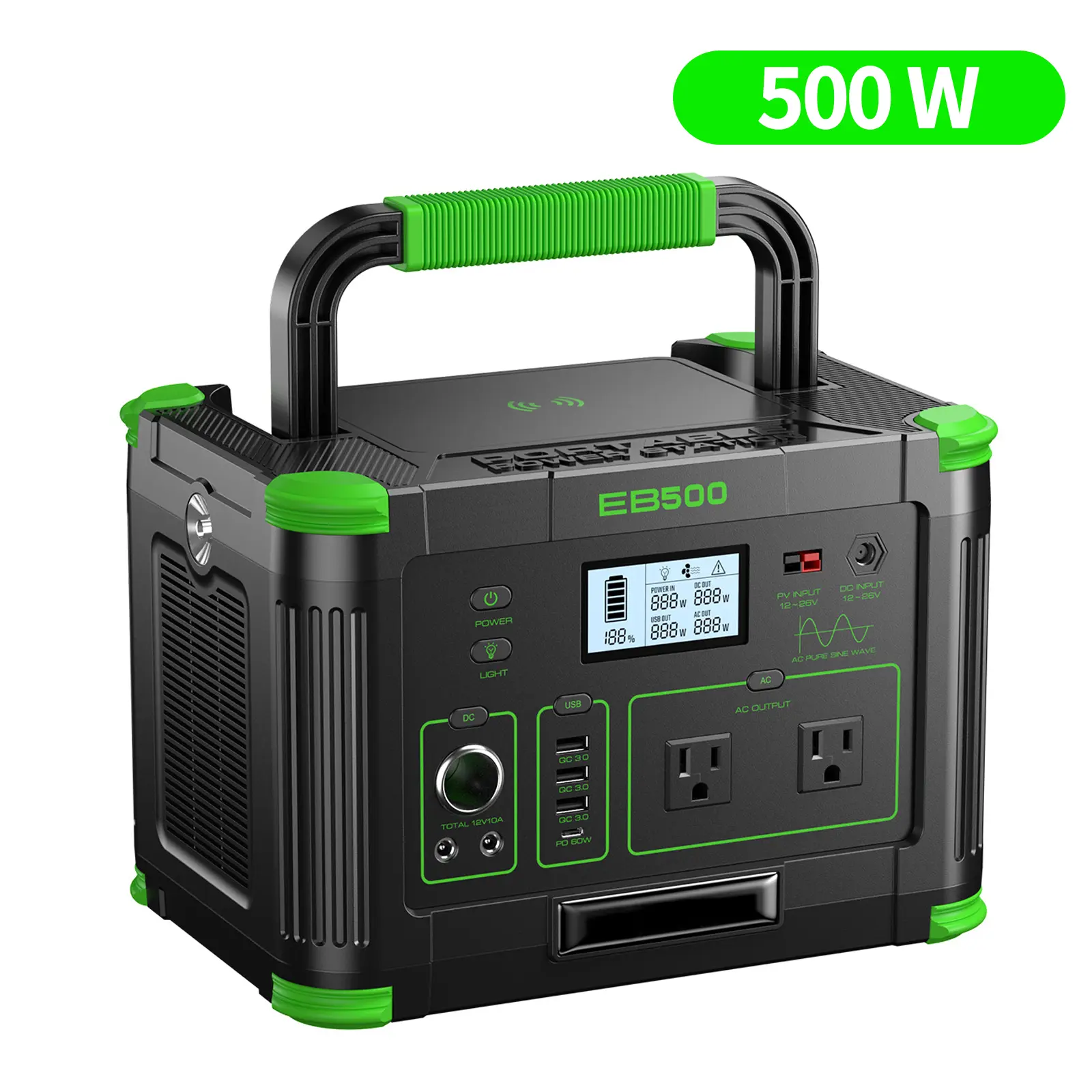 EBL 500W Portable Power Station 519Wh - High Capacity Low Cost Solar Generator for Outdoor Camping and Home Backup - Great Deal 2026