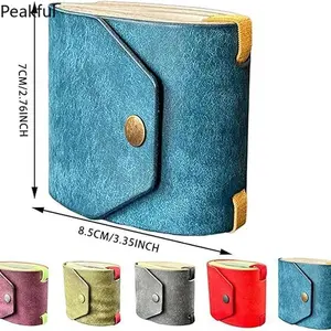 Pocket-Sized Vintage Leather Notebook, Compact Mini Journal with Snap Button, Portable Multicolor Faux Leather Cover, Lightweight & Durable, Ideal for Quick Notes, Travel Use, Daily Reminders & On-the-Go Planning