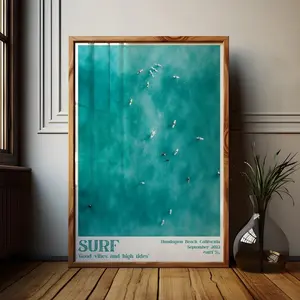 Vintage Surf Beach Art Poster: Retro Coastal Print 2