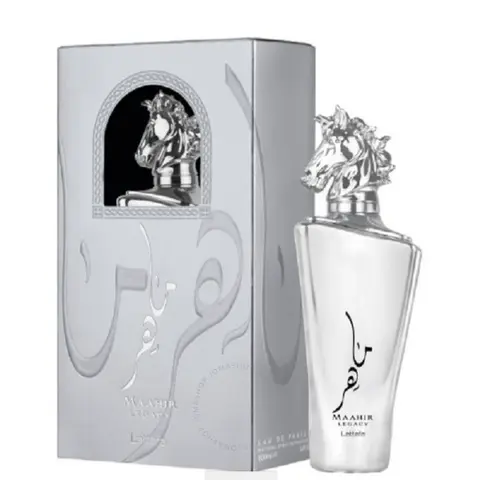Lattafa Perfumes MAAHIR SILVER Men's Luxury Perfume - 3.4Oz(100ml) Elegant, Complex, Stylish, Enduring Scent That Evokes Strength and Confidence