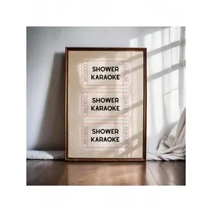 Shower Karaoke Ticket Retro Bathroom Wall Art Wall Art Funny Bathroom Decor Bathroom Art Canvas Painting Wall Art For Living Home Decor Holiday & Birthday Gift, Office Decoration Arranged Artwork ,Frameless Poster
