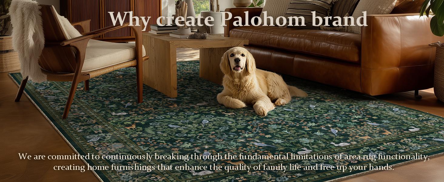 Palohom Ultra-Soft Faux Wool Washable Area Rug - Non-Slip Low Pile, Stain-Resistant, Lightweight Household Room Decor for Living Room, Bedroom