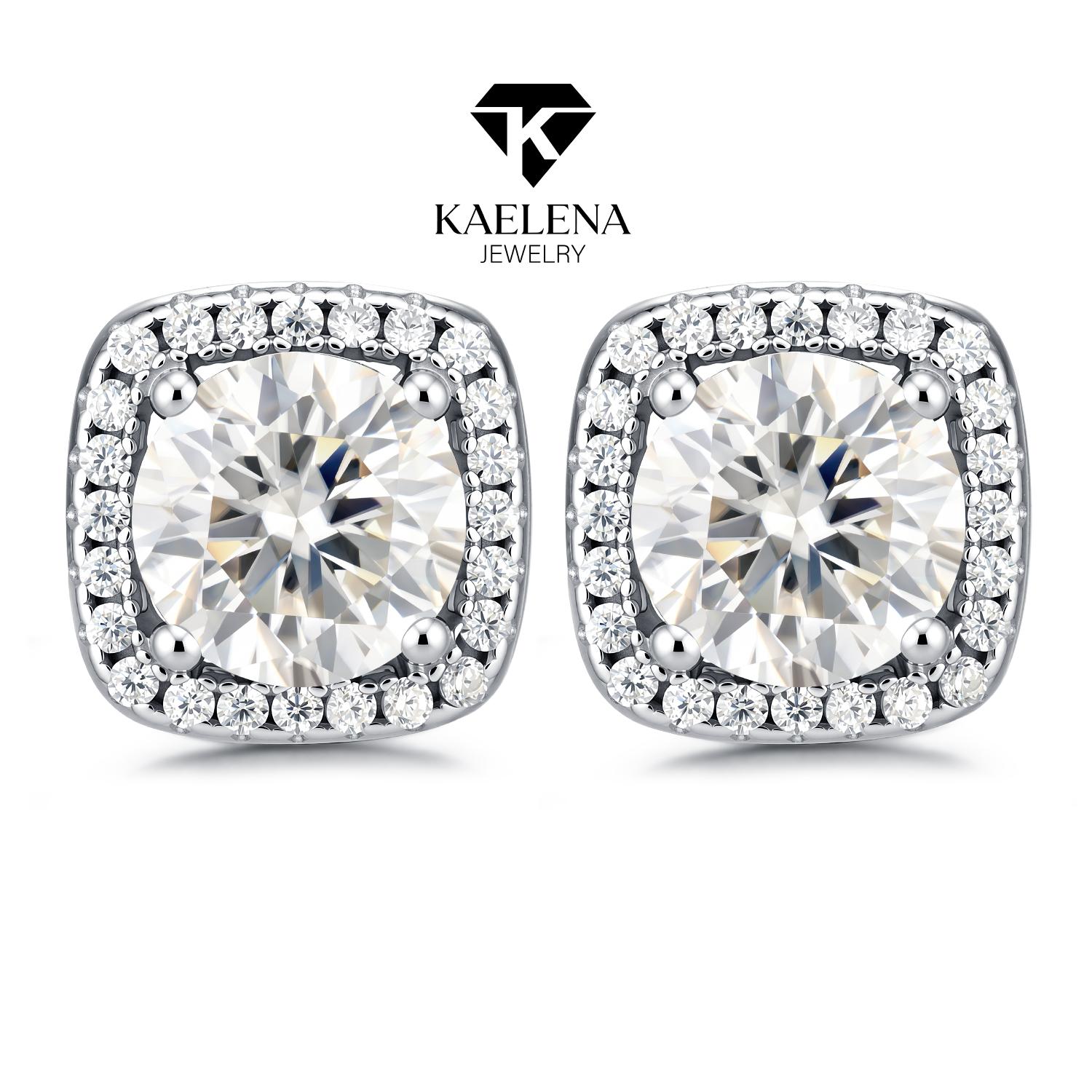 KAELENA Halo Square Lab-Grown Moissanite Earrings D Color VVS Moissanite Studs, Crafted in S925 Sterling Silver, GRA Certified Jewelry — Ideal Gift for Valentine's Day, Birthdays, and Anniversaries