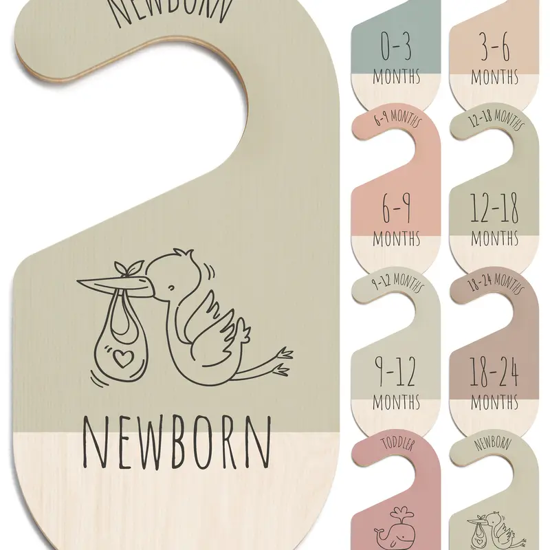 Baby Clothes Dividers For Closet - Wooden Baby Clothes Organizer Dividers for Boy & Girl, 8 Baby Closet Dividers by Size - Ideal Clothing Organizers